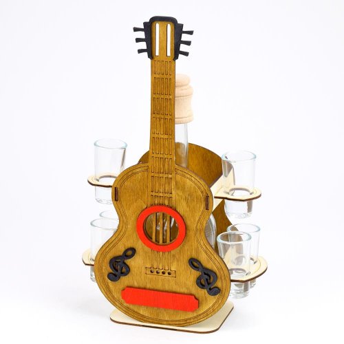 702 gitara/poháre drevo+sklo v34x21x10cm - Vianočné osvetlenie