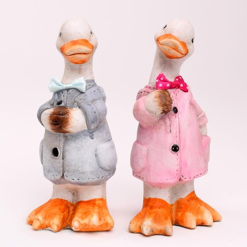 Kačka keramika biela 7x6,8x15,5cm mix - Veľkonočné ozdoby