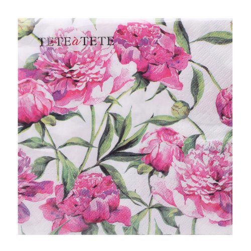 Tl572000 servítky  tat pink peonies 3vrs/33x33cm