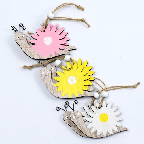 Záves slimák drevo  s/2 mix f 9x6.8cm - Veľkonočné ozdoby