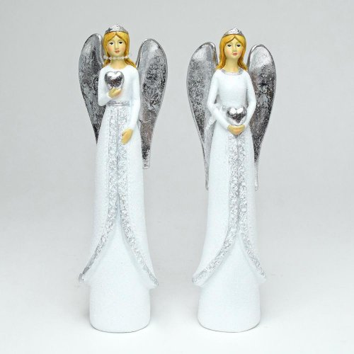 Anjel srdce biel/strieb 7x5x21,5cm mix 2