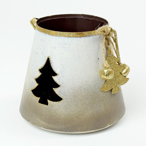 Lampáš výrez strom kov biel/hnedý 11x12x12cm