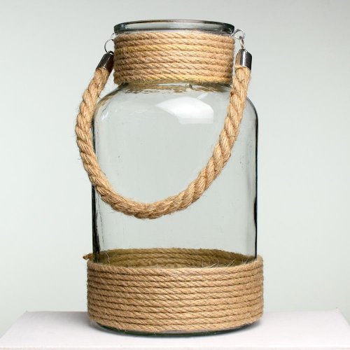Nádoba sklo+juta 15x15x26cm