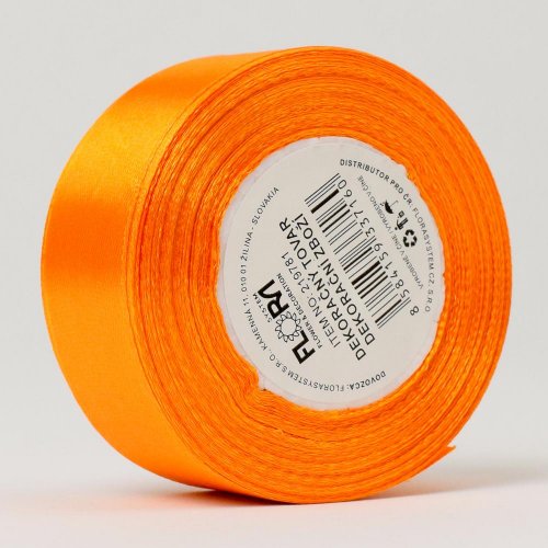Stuha satén oranž. 25mm 15m