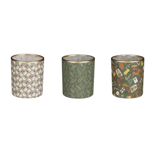 Svietníkna čajovú sviečku vianočná zelená 3 sortiment - v8xh7cm