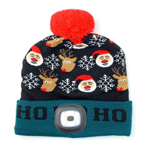 Čiapka x-mas ho-ho,zel.-čierna,4xsmd led