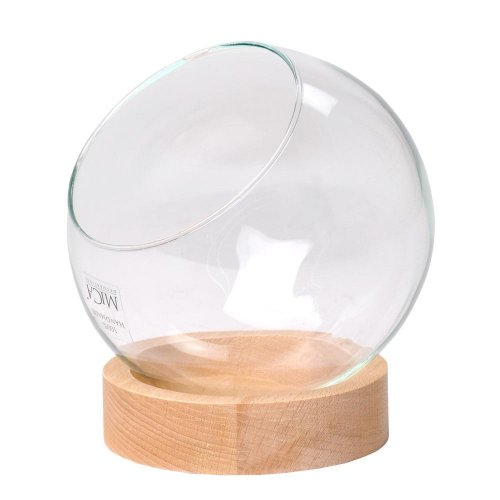 Guľa sklená na drevenom podstavci manhattan 14xv17cm