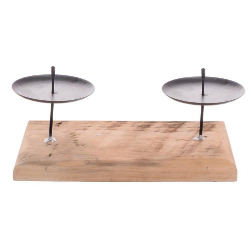 Svietnik obdľžnik hnedý 2 sviečky drevo 20x11x7cm