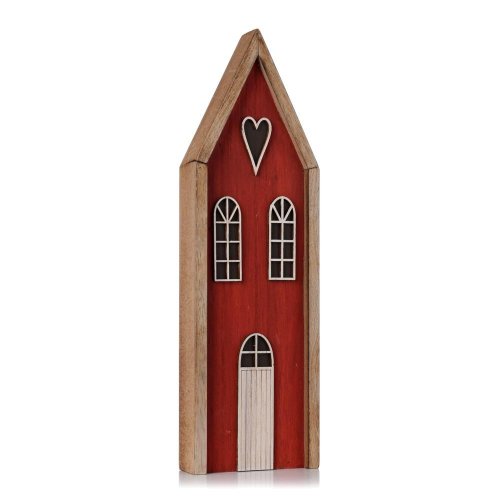 Domček srdiečko nat/čer drevo 29,5*9*3cm - Vianočné dekorácie a ozdoby
