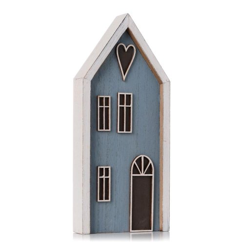 Domček srdiečko bie/mod drevo 22,8*9,8*3cm