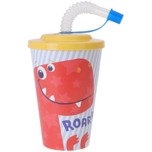 Hrnček na pitie plast so slamkou 4ass
