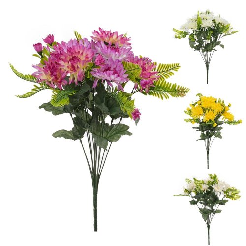 Kytica chryzantéma, drob. kvety, zeleň, 4f 46cm