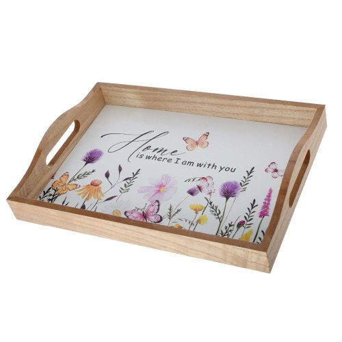 428fl/s tácka veľká s kvetin. motívom bie/fia/nat drevo 35*25*5,5cm - Umelé kvety