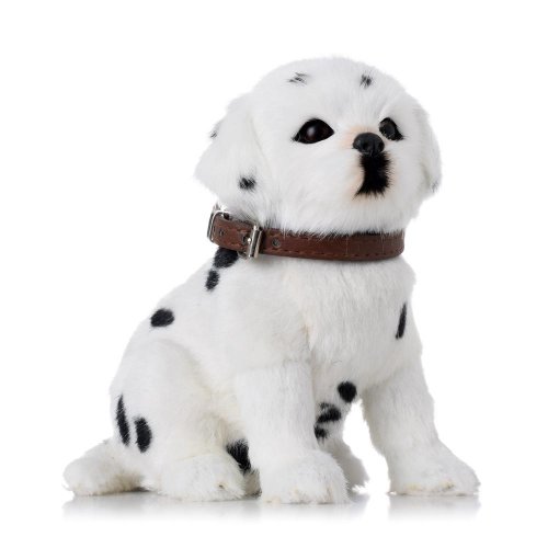 Psík dalmatín sediaci bie/čie textil 14,5*10*16cm