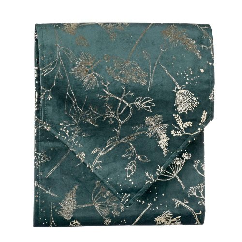 Vian. štóla na stôl vz. kvety tm.zel/šam.zla zam/textil 32*150cm