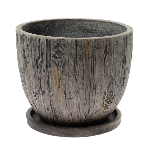 J89 kvetináč + miska okrúhly lincy tm.šedá 44h36cm xl