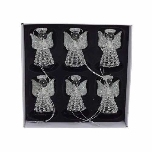 Vian. ozdoby anjel číre sklo s/6 5,5cm