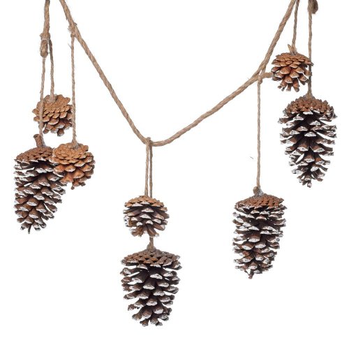 Záves šišky na jut. špagáte, bie/nat/hne 74cm