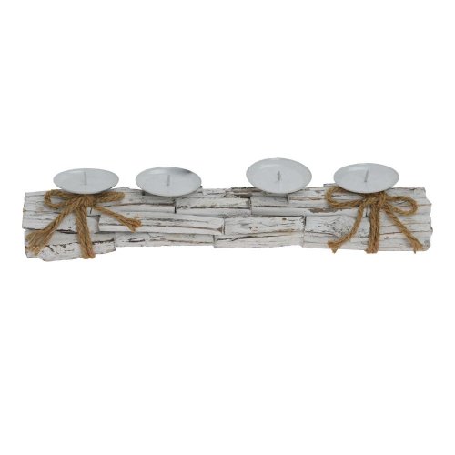 Svietnik siv/hne/bie na 4 sviečky 48x10x9cm