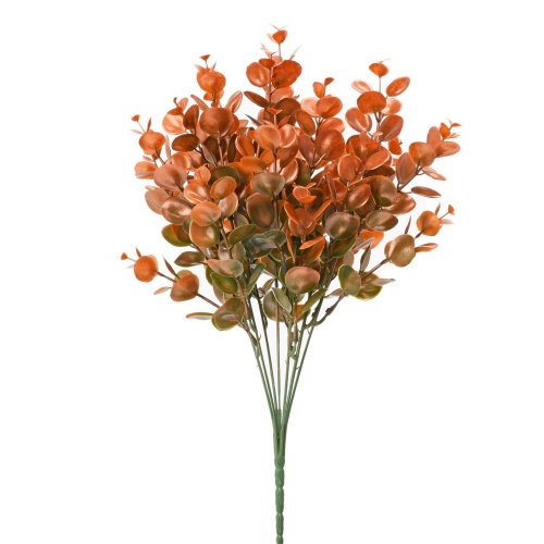 Zeleň eucalyptus drobný zeleno-oranžový metal 38cm