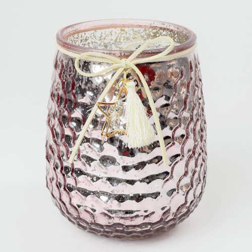 Svietnik hviezda sklo sv.fialový 11x14cm - Umelé kvety