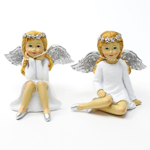 Anjel biely lesklý 11x6x10,5cm mix 2