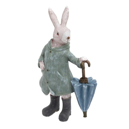 Zajac zelený kabát, dáždnik 19*12*33cm