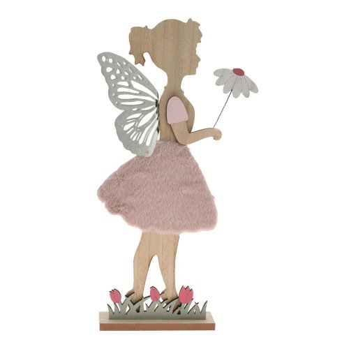 Dievča s krídlami drevo 24x6x48cm ružová - Veľkonočné ozdoby
