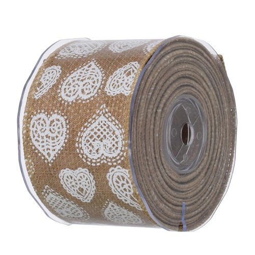 Stuha 6cmx10m juta srdce natural 2523g 00