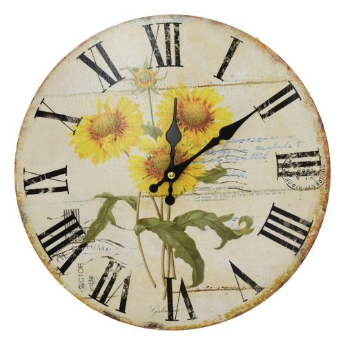 Hodiny nástenné mdf dia 34cm slnečnice