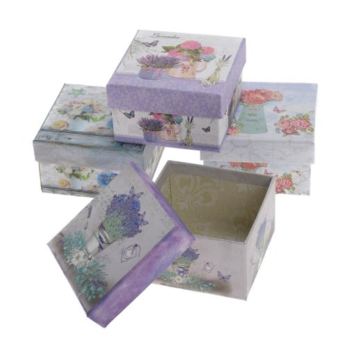 Darčeková krabička štvorec kvety 9,5x9,5x5,5cm mix vzorov