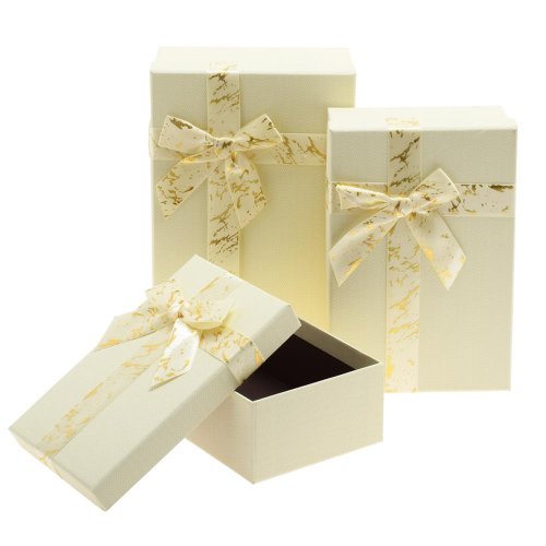 Darčeková krabička obdĺžnik mašľa s/3 19x12x6,5-23x16x9,5cm žltá