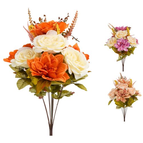 Kytica ruža dahlia 56cm mix 3f vzorkovňa