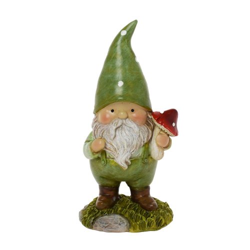Trpaslík s muchotrávkou polyrez 7,5x6,5x16,5cm zelený