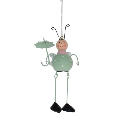 Záves lienka kov 7x4x14cm zelenoružová