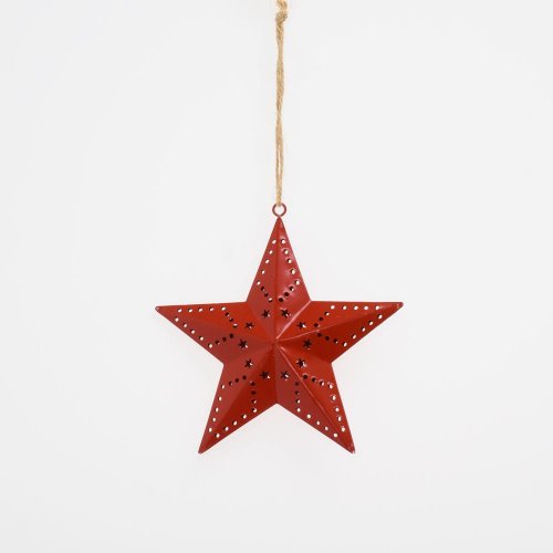 Záves hviezda červená kov 12*2,5*22cm - Vianočné dekorácie a ozdoby