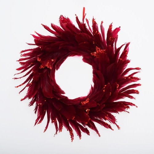 Veniec bordový perie 40cm