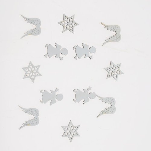 Drevené ozdoby biele mix/3 s/12 3,5*0,3*3,5cm - Vianočné dekorácie a ozdoby