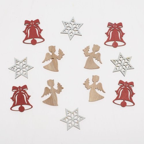 Drevené ozdoby nat/bie/čer 3,5*0,3*3,5cm