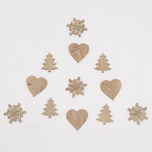 Drevené ozdoby natural mix/3 s/12 3,5*0,3*3,5cm