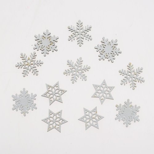 Drevené ozdoby biele mix/3 s/12 3,5*0,3*3,5cm