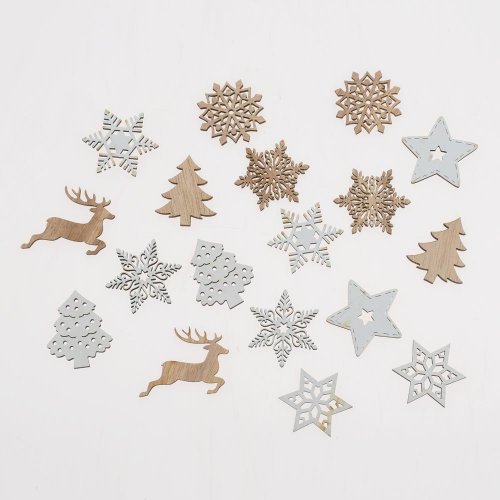 Drevené ozdoby nat/bie mix/9 s/18 3,5*0,3*3,5cm