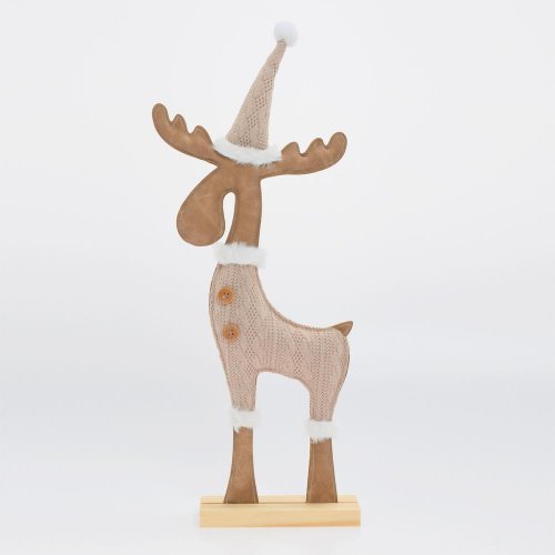 Sob hne/béž um. koža/drevo 19,5*5*42cm