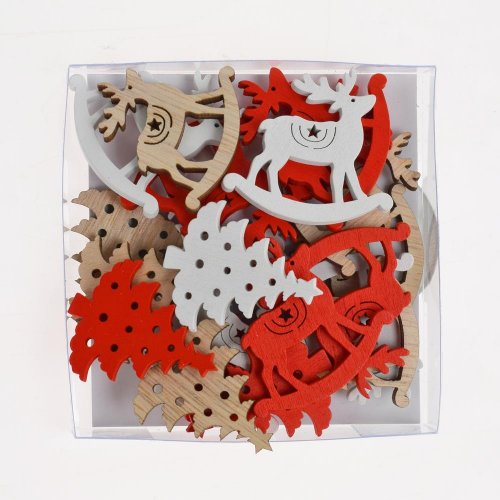 Drevené ozdoby bie/čer mix/3 s/24 9*9*2cm