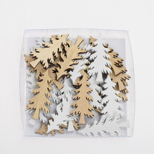 Drevené ozdoby stromček nat/bie s/24 9*9*2cm