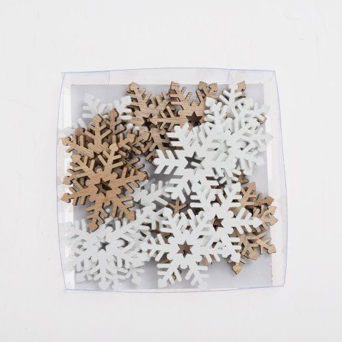 Drevené ozdoby vločky nat/bie s/24 9*9*2cm