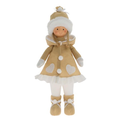 Dievča stojace bie/béž led textil 22*18*46cm - Vianočné dekorácie