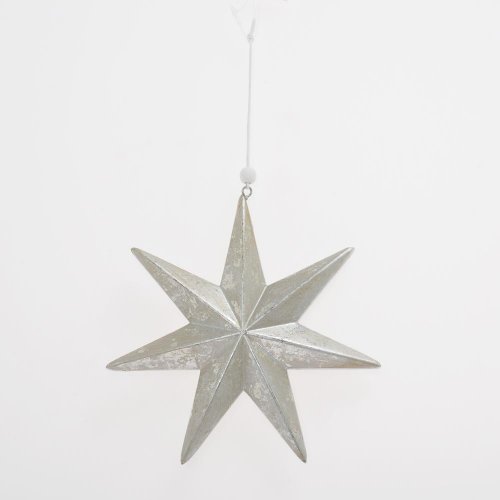 Záves hviezda strieborná drevo 16*16*3,5cm