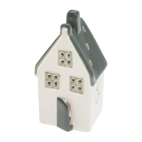 Domček bie/zel led porcel. 6,8*5,6*11cm - Vianočné dekorácie