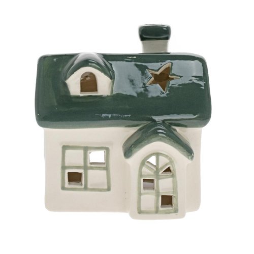 Domček bie/zel na sviečku porcel. 14*10,2*12cm